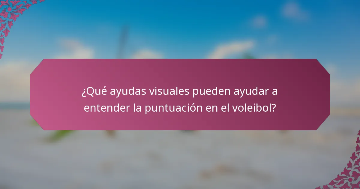 ¿Qué ayudas visuales pueden ayudar a entender la puntuación en el voleibol?