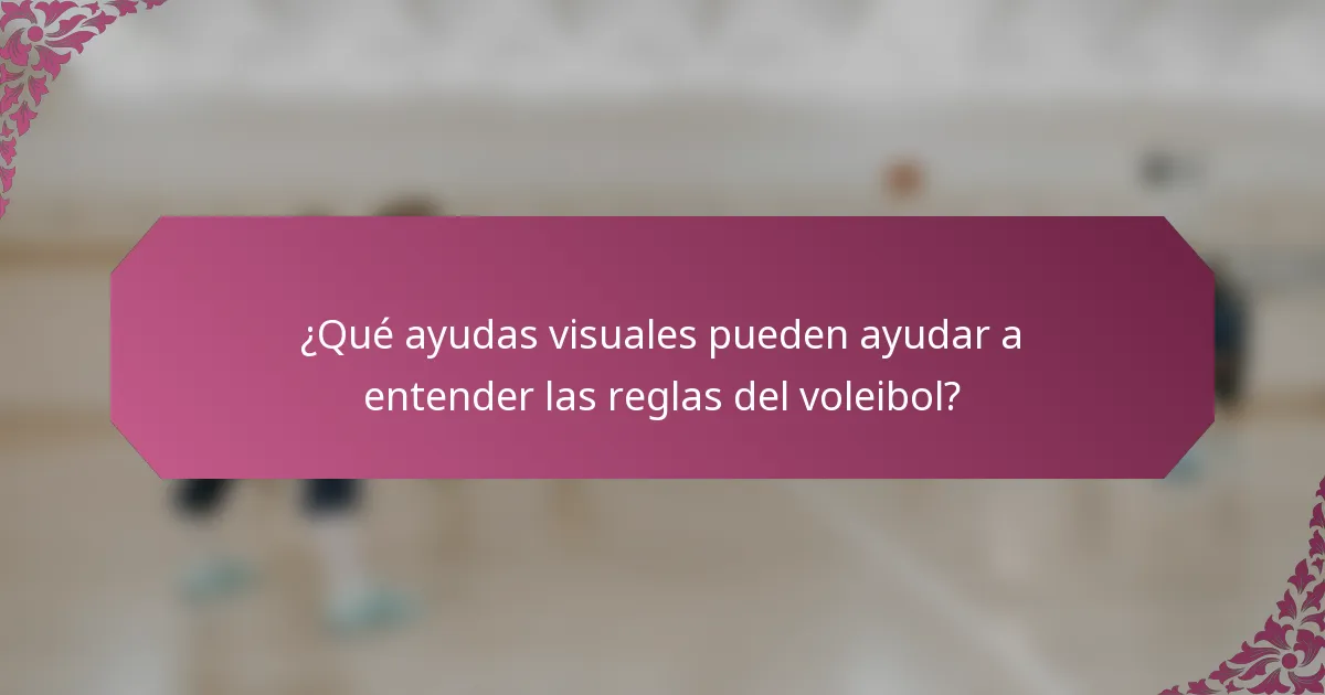 ¿Qué ayudas visuales pueden ayudar a entender las reglas del voleibol?